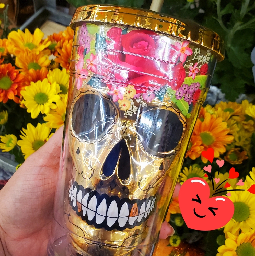 Dia De los Muertos Gold Tumbler